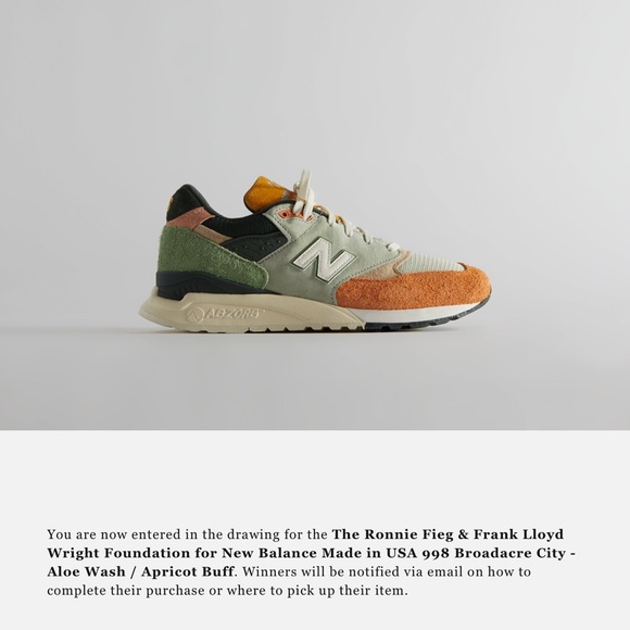 KITH Ronnie Fieg&Frank Lloyd Wright Foundation NB Made in USA 998 alo wash c/w - Picture 8 of 12